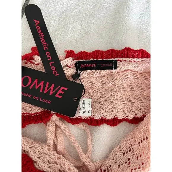 NWT Pink Red Strawberry Crotchet Crop Top L 8 10 Festival Going Out Hippie Boho - Picture 4 of 5